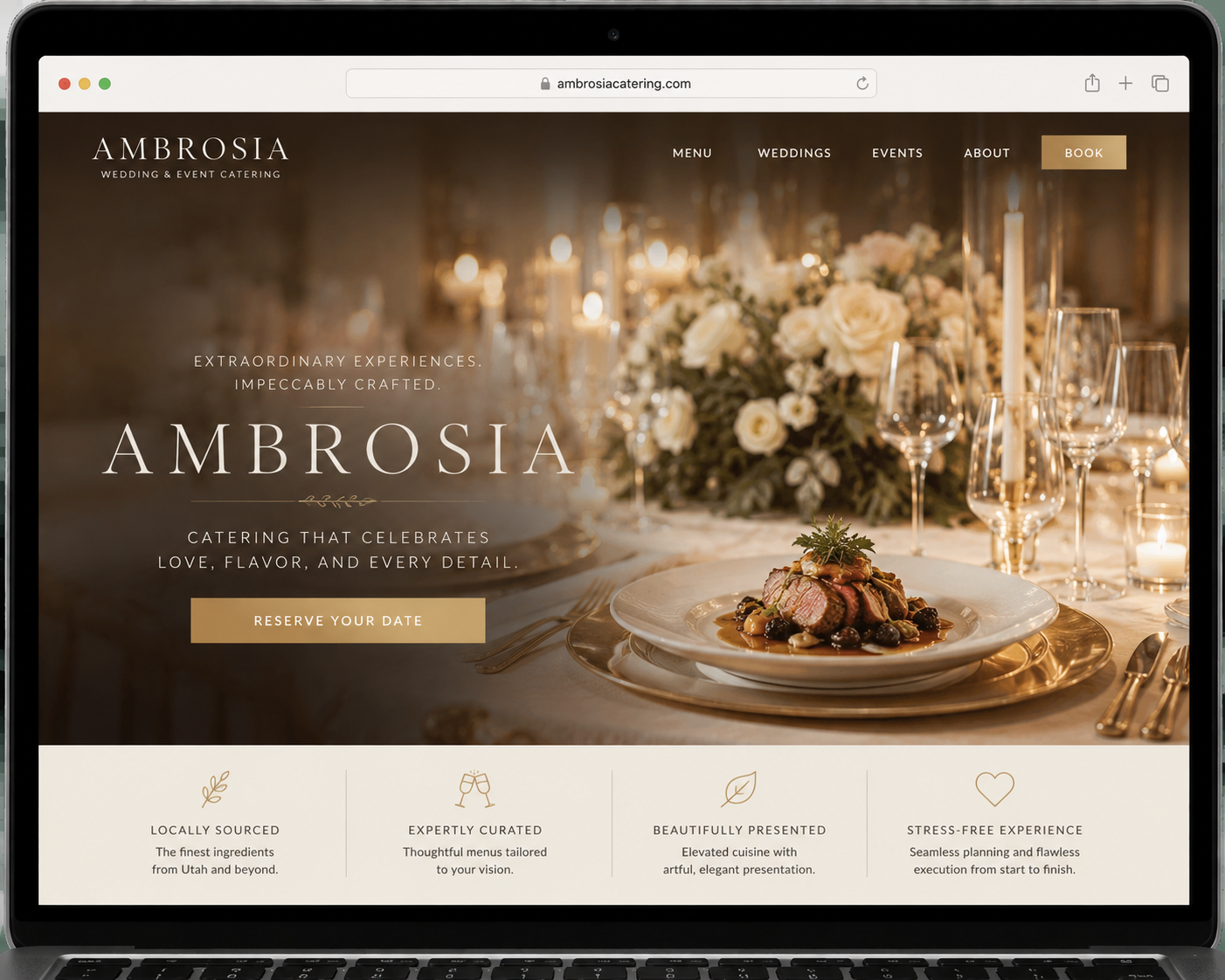 Ambrosia wedding and event catering concept design
